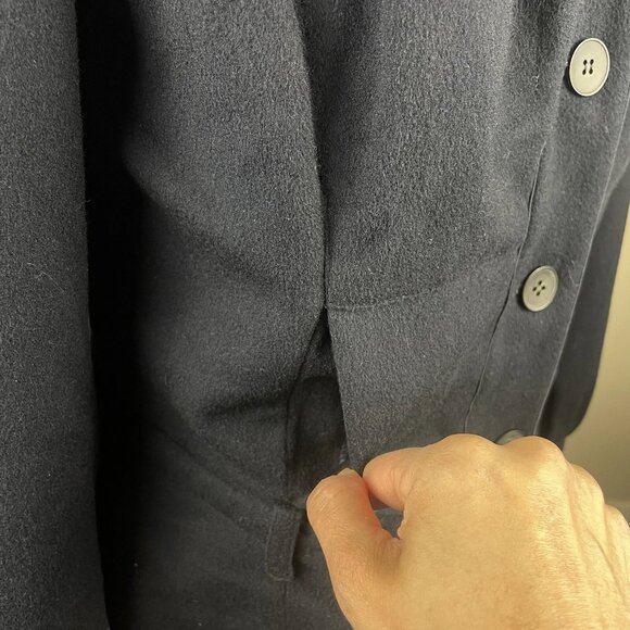 Maison Mayle  Luxury Preppy Navy Blue Button Down Blazer Jacket Wool - Picture 6 of 9